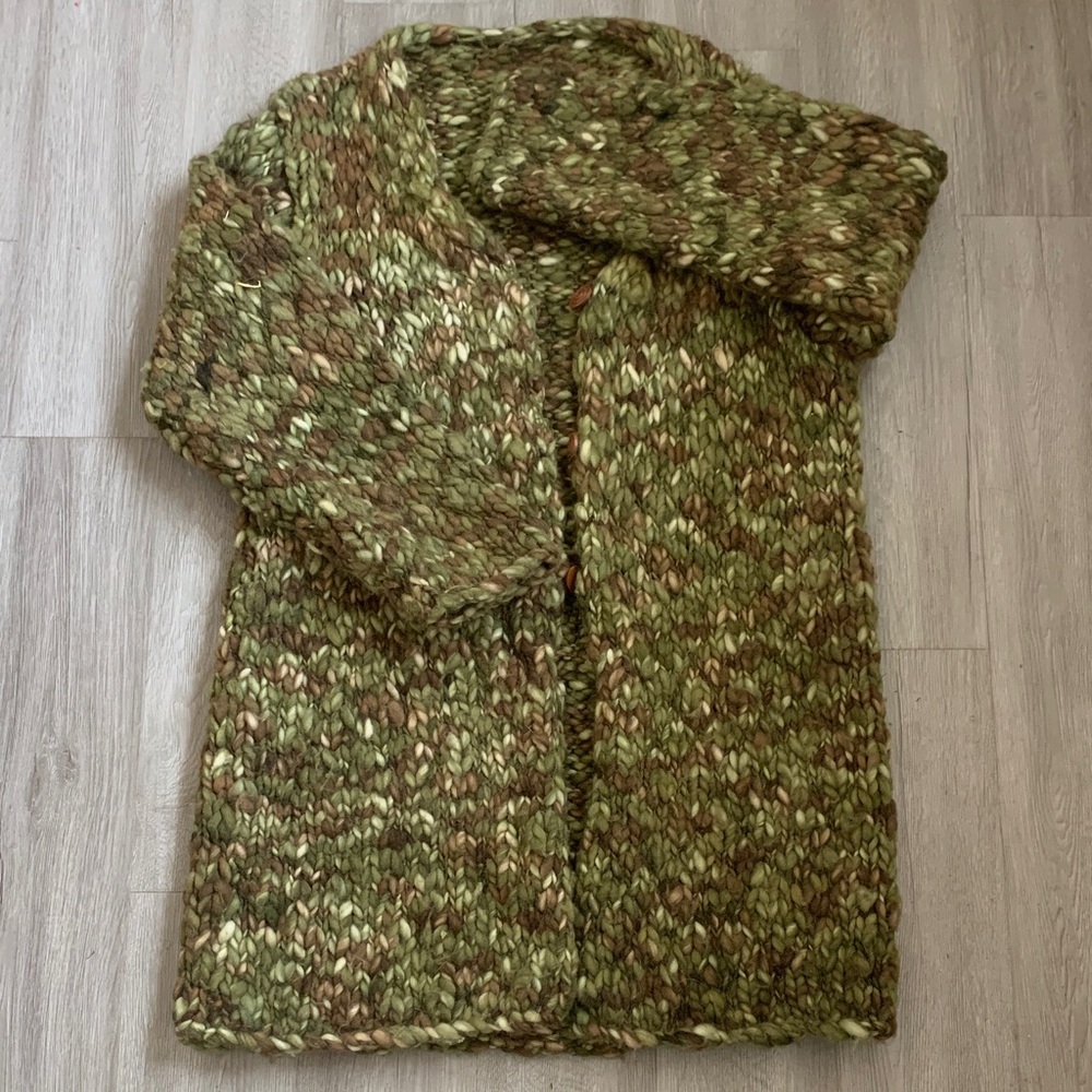 Chunky Knit Forest Green Long Cardigan Sweater - One Size - Large Indie Fairy